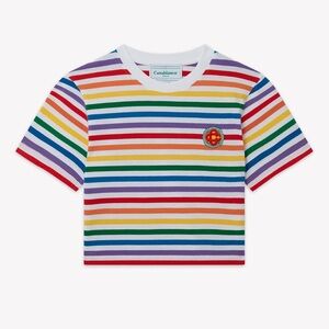 RAINBOW STRIPE CROPPED T-SHIRT